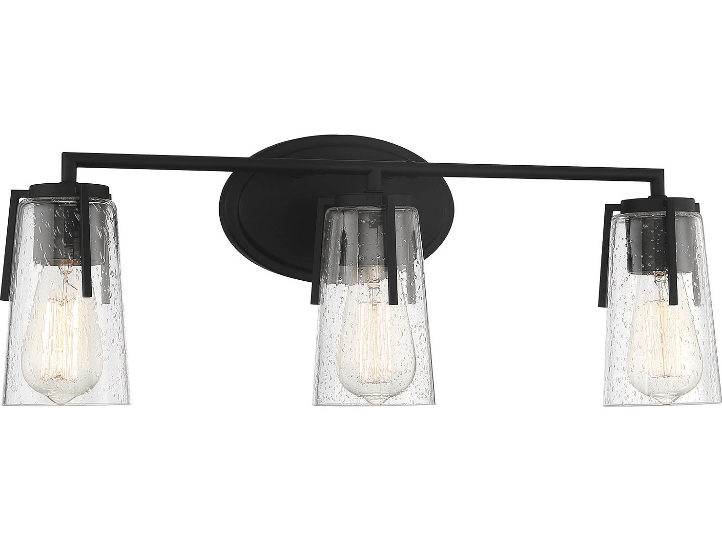Savoy House Sacremento 3-Light Black Glass Vanity Light