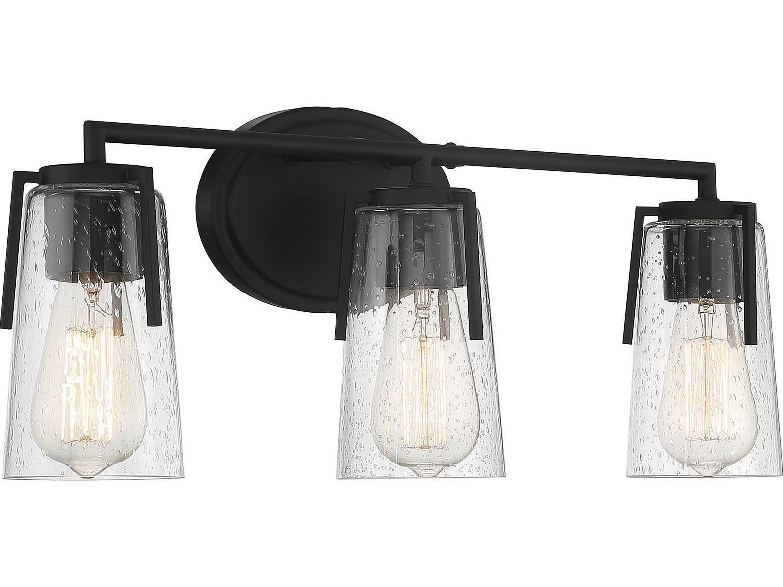 Savoy House Sacremento 3-Light Black Glass Vanity Light