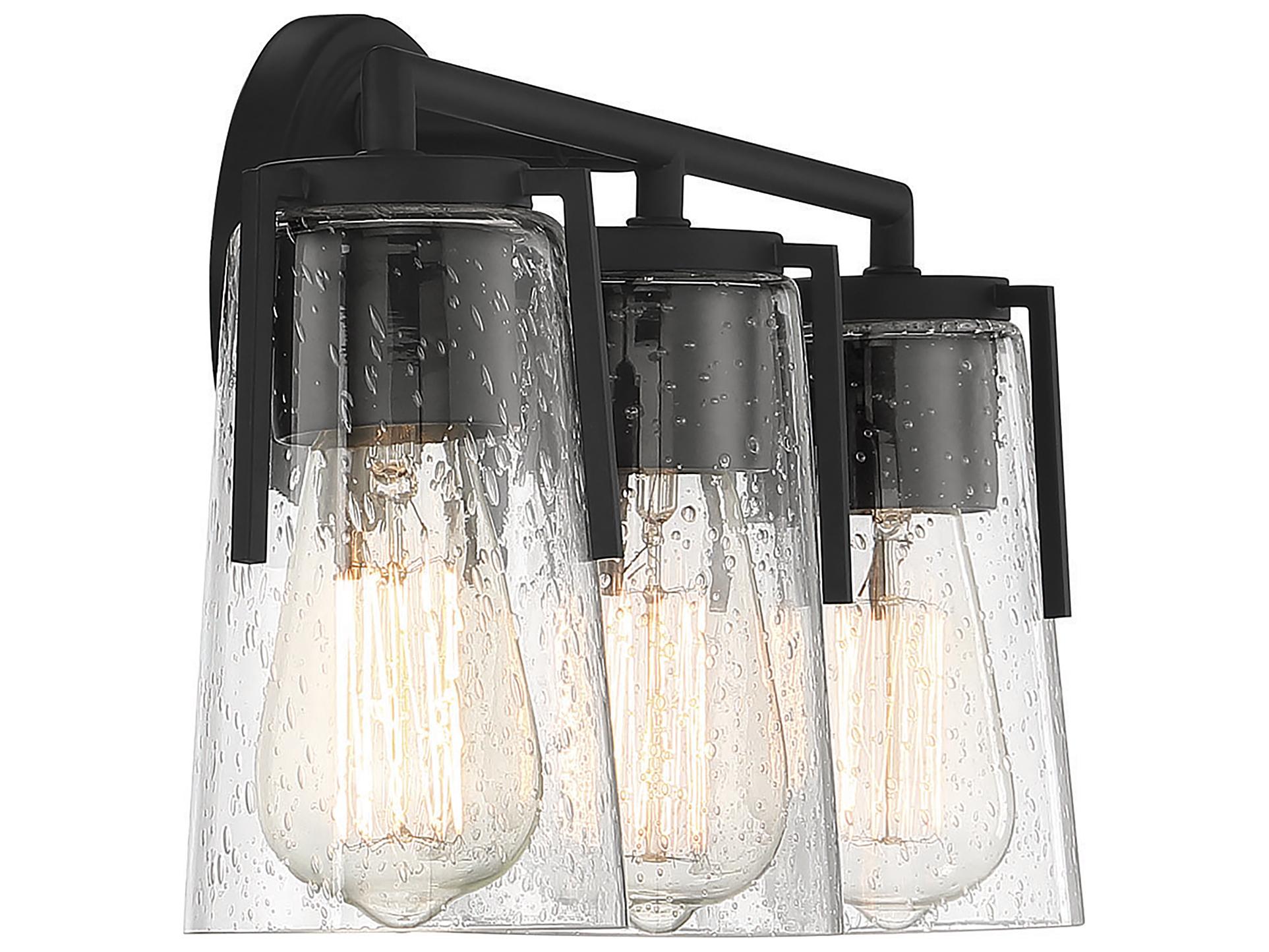 Savoy House Sacremento 3-Light Black Glass Vanity Light