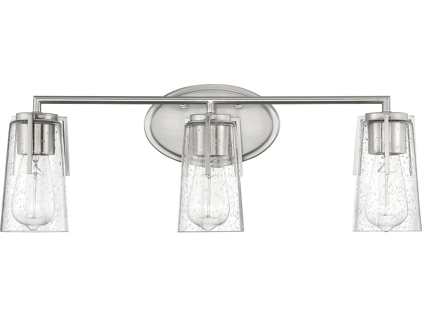Savoy House Sacremento 3-Light Satin Nickel Glass Vanity Light
