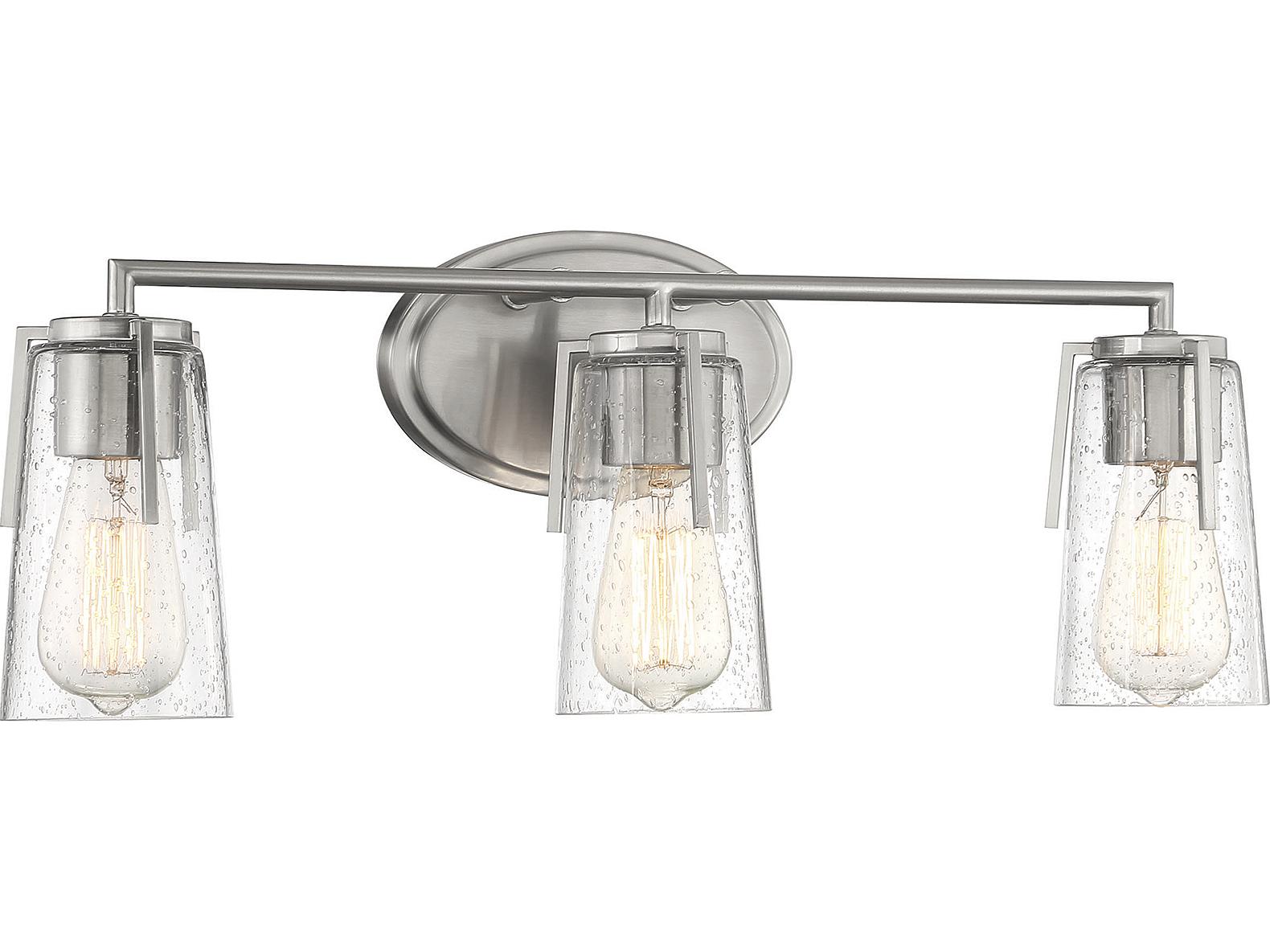 Savoy House Sacremento 3-Light Satin Nickel Glass Vanity Light
