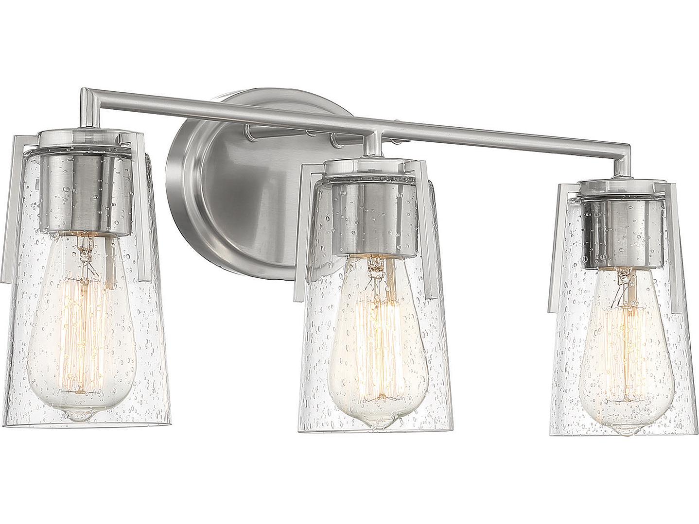 Savoy House Sacremento 3-Light Satin Nickel Glass Vanity Light