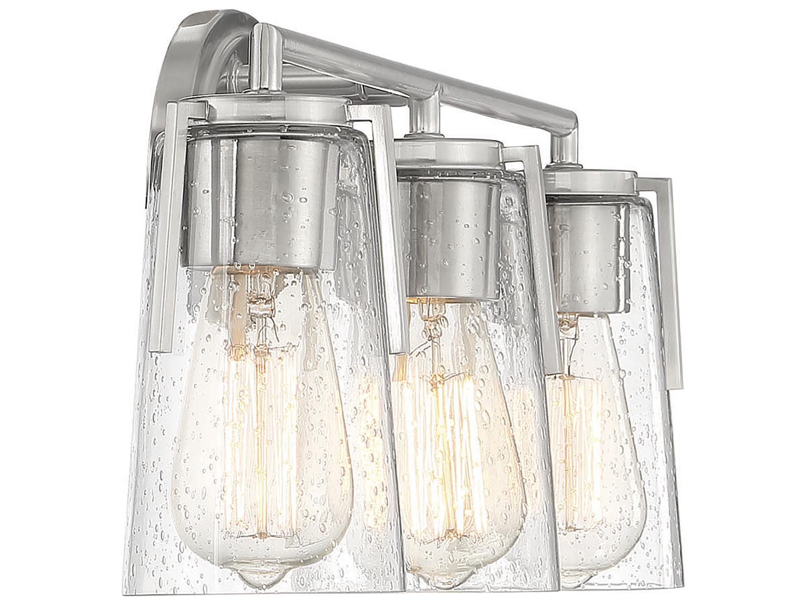 Savoy House Sacremento 3-Light Satin Nickel Glass Vanity Light