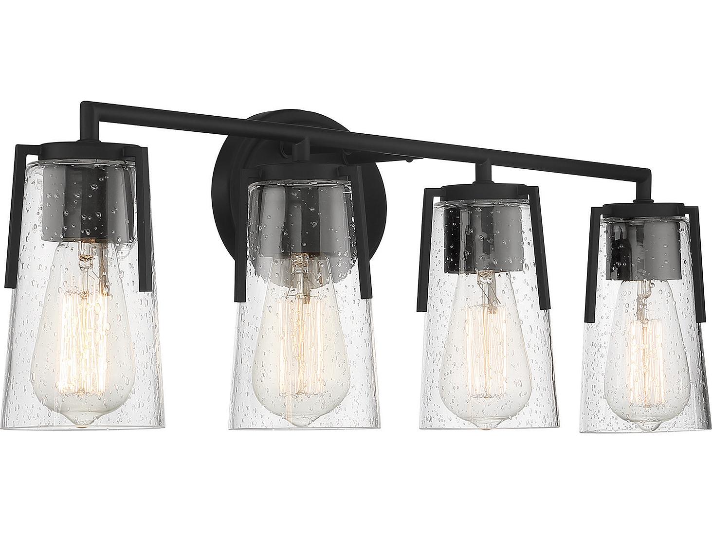 Savoy House Sacremento 4-Light Black Glass Vanity Light