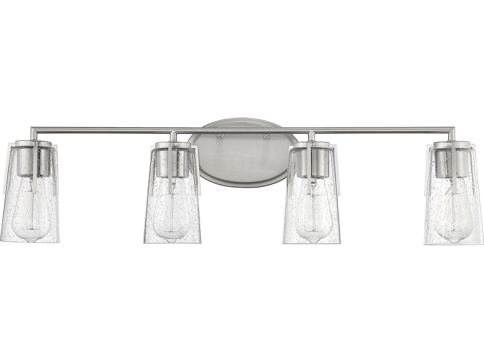 Savoy House Sacremento 4-Light Satin Nickel Glass Vanity Light