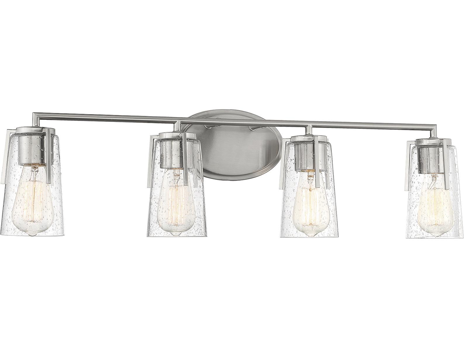 Savoy House Sacremento 4-Light Satin Nickel Glass Vanity Light