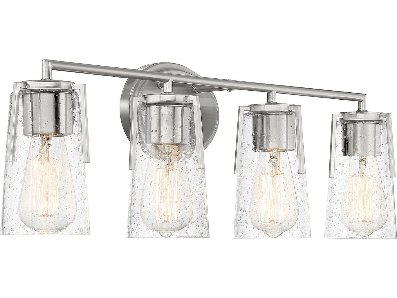 Savoy House Sacremento 4-Light Satin Nickel Glass Vanity Light