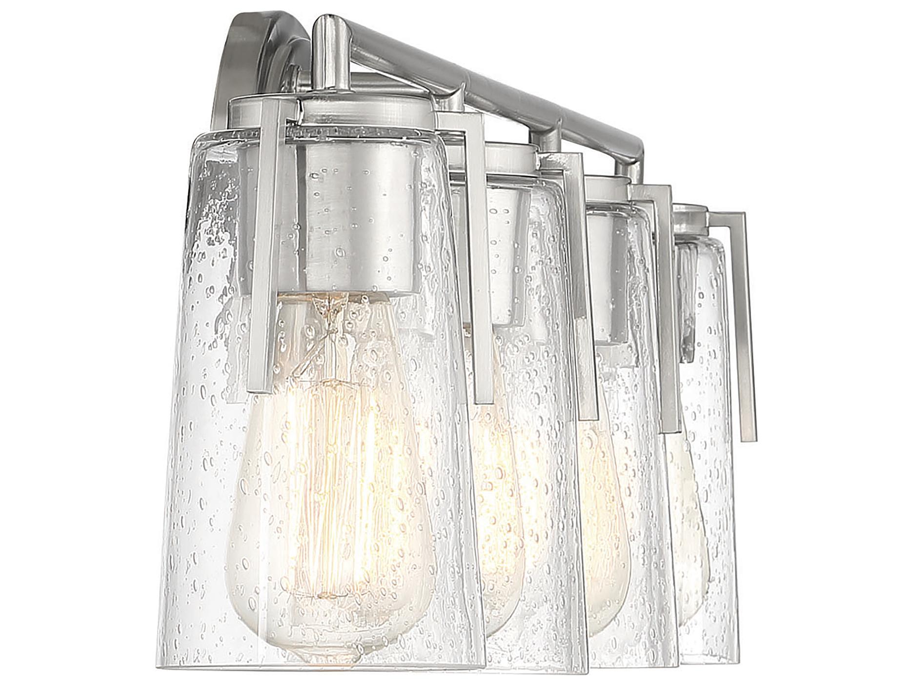 Savoy House Sacremento 4-Light Satin Nickel Glass Vanity Light