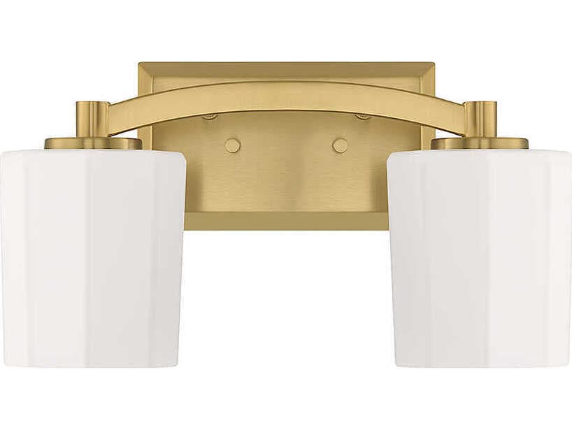 Savoy House Whitney 2-Light Warm Brass Glass Vanity Light