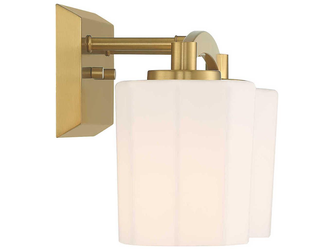 Savoy House Whitney 2-Light Warm Brass Glass Vanity Light