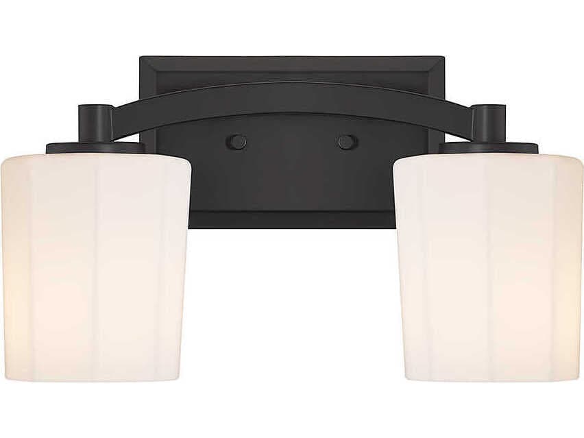 Savoy House Whitney 2-Light Matte Black Glass Vanity Light