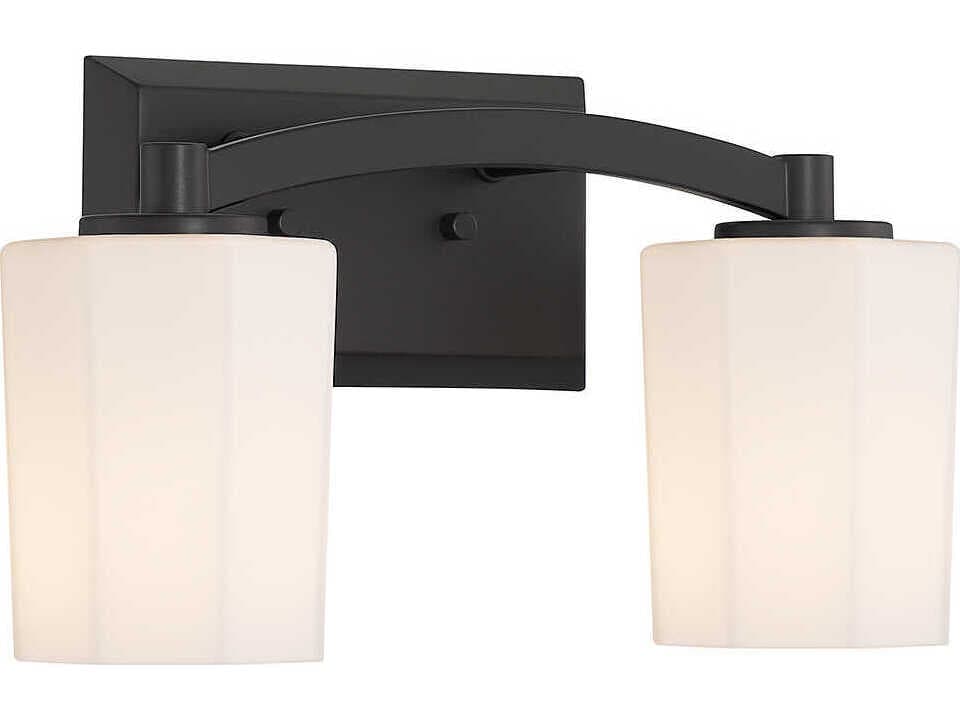 Savoy House Whitney 2-Light Matte Black Glass Vanity Light
