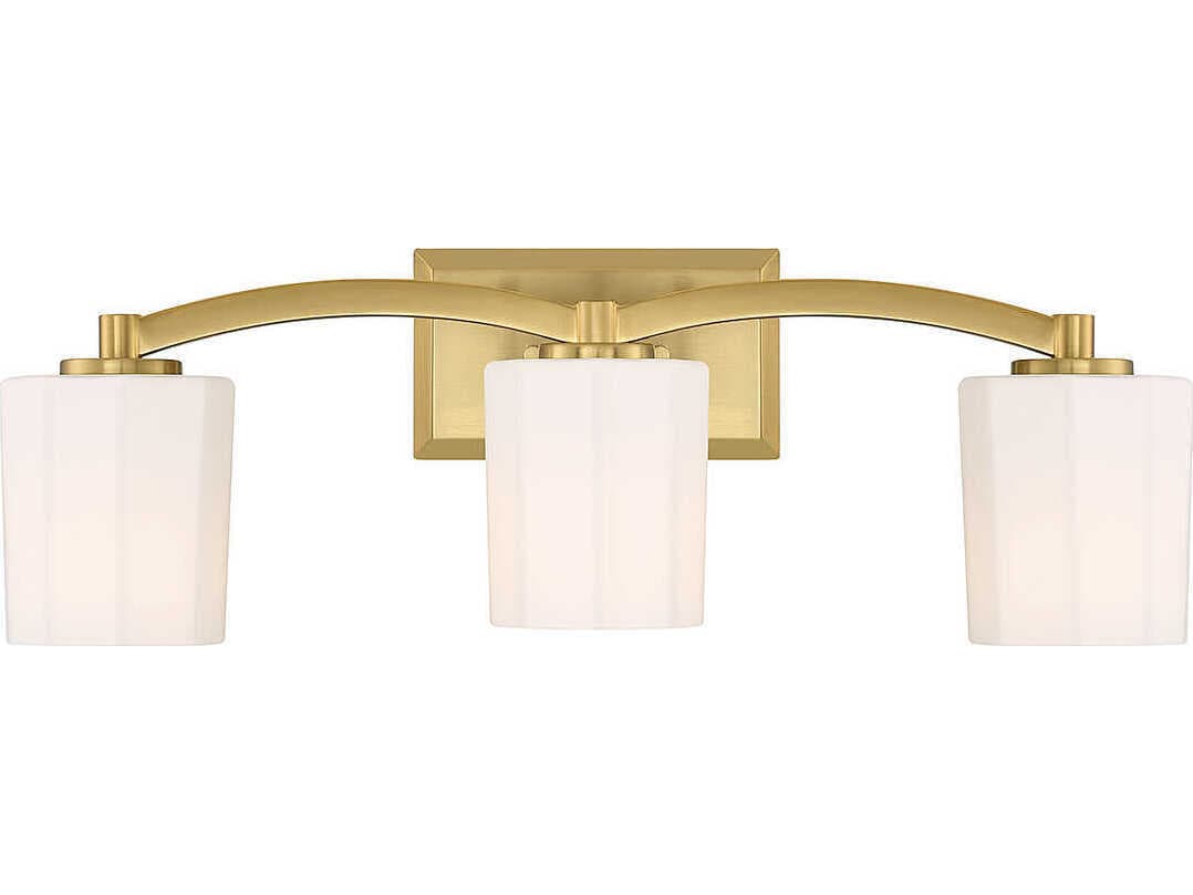Savoy House Whitney 3-Light Warm Brass Glass Vanity Light