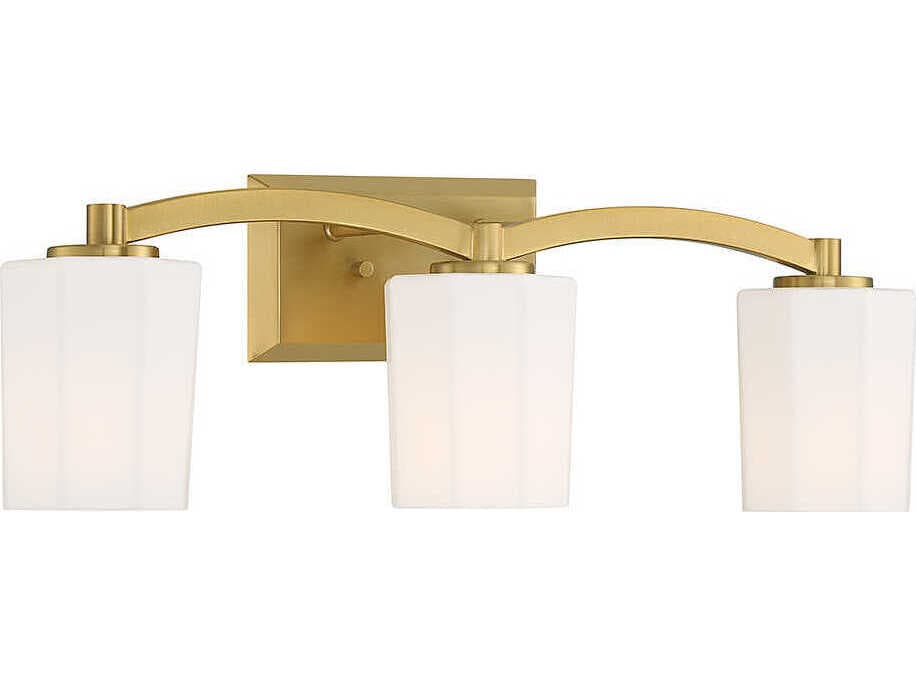 Savoy House Whitney 3-Light Warm Brass Glass Vanity Light