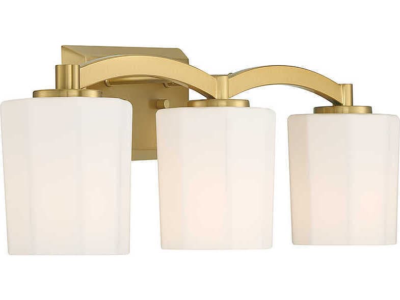 Savoy House Whitney 3-Light Warm Brass Glass Vanity Light