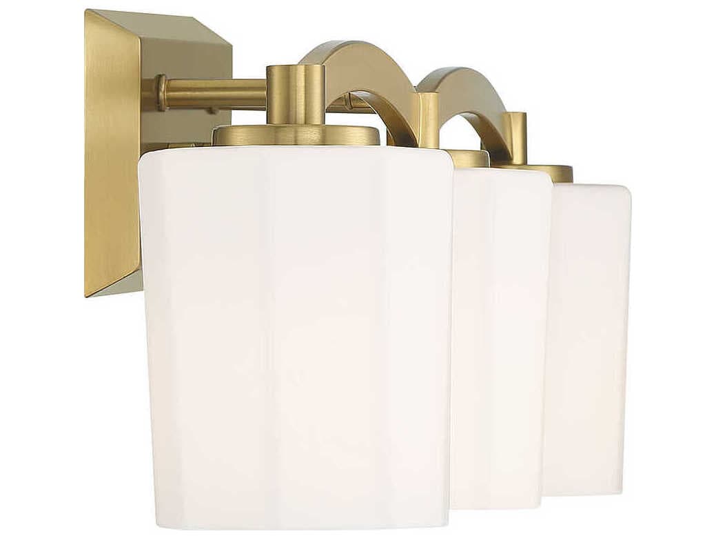 Savoy House Whitney 3-Light Warm Brass Glass Vanity Light