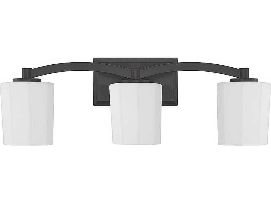 Savoy House Whitney 3-Light Matte Black Glass Vanity Light
