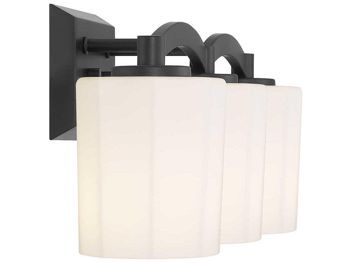 Savoy House Whitney 3-Light Matte Black Glass Vanity Light