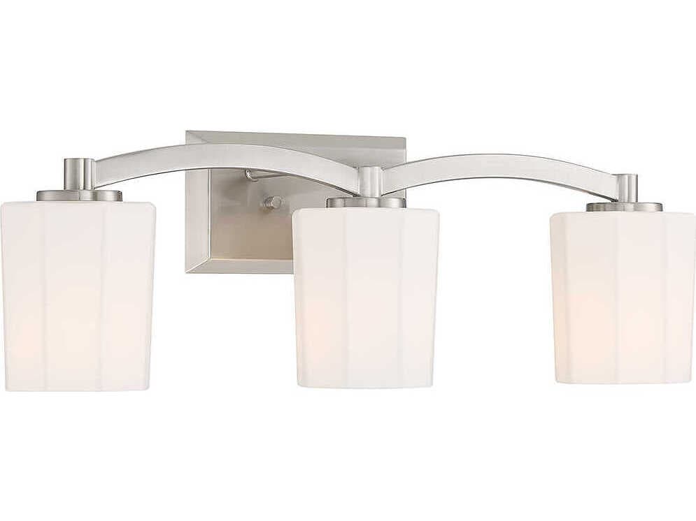 Savoy House Whitney 3-Light Satin Nickel Glass Vanity Light