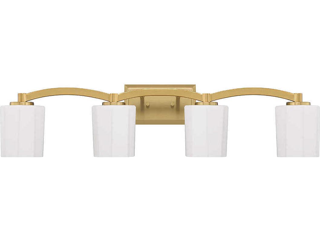 Savoy House Whitney 4-Light Warm Brass Glass Vanity Light