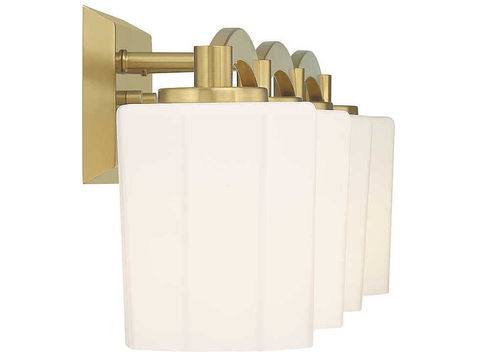 Savoy House Whitney 4-Light Warm Brass Glass Vanity Light