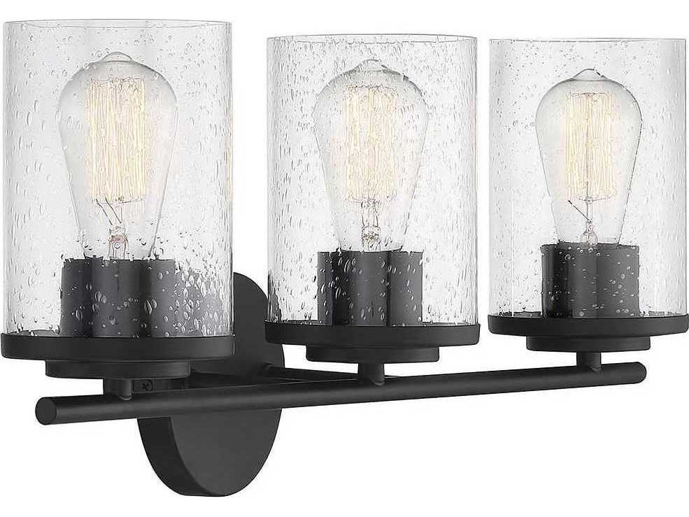 Savoy House Marshall 3-Light Matte Black Glass Vanity Light
