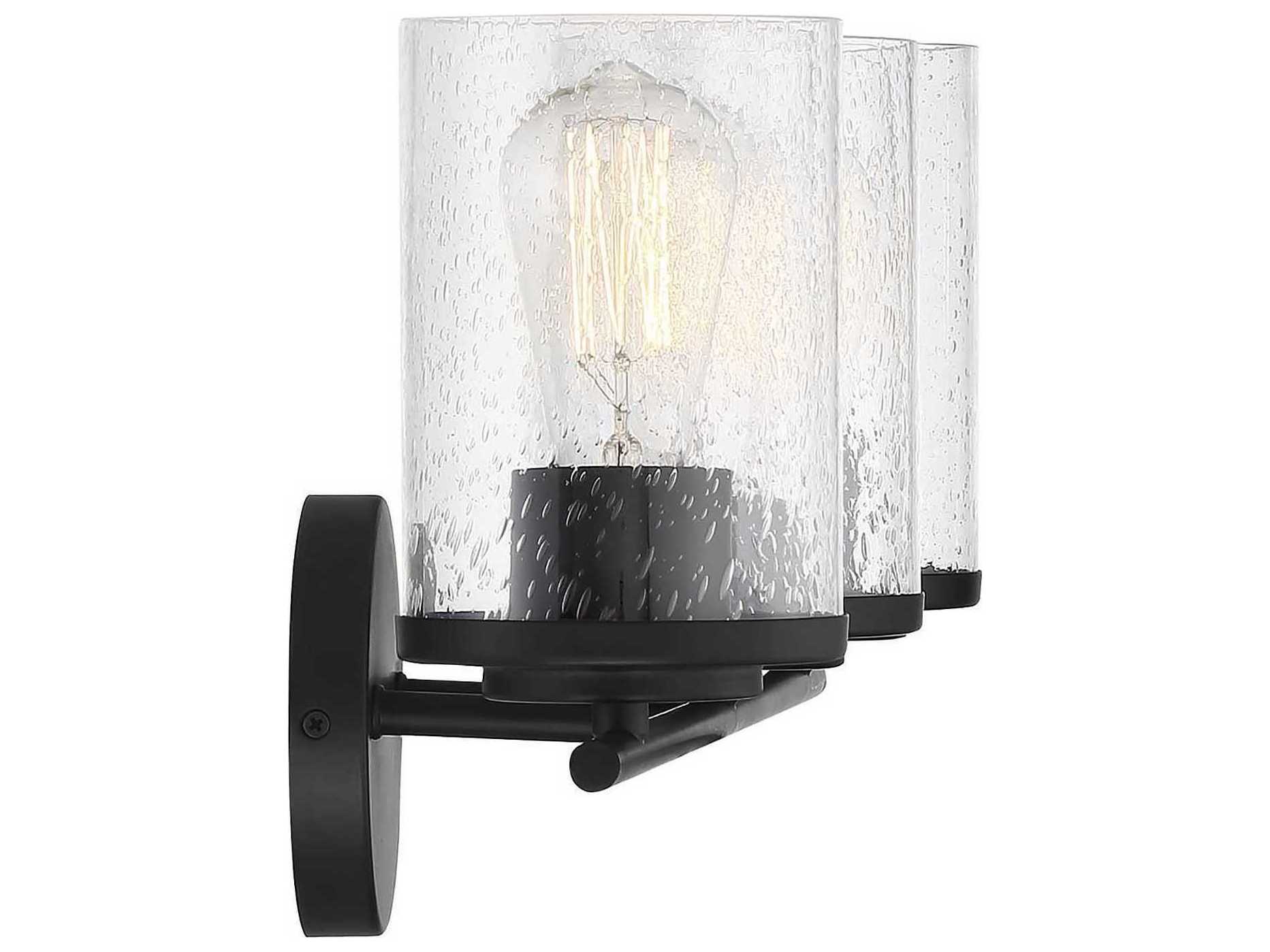 Savoy House Marshall 3-Light Matte Black Glass Vanity Light