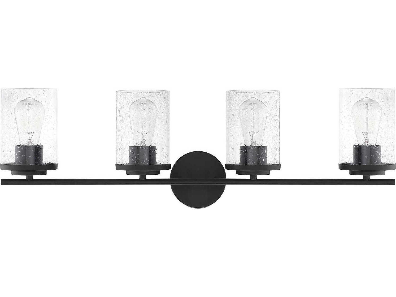 Savoy House Marshall 4-Light Matte Black Glass Vanity Light
