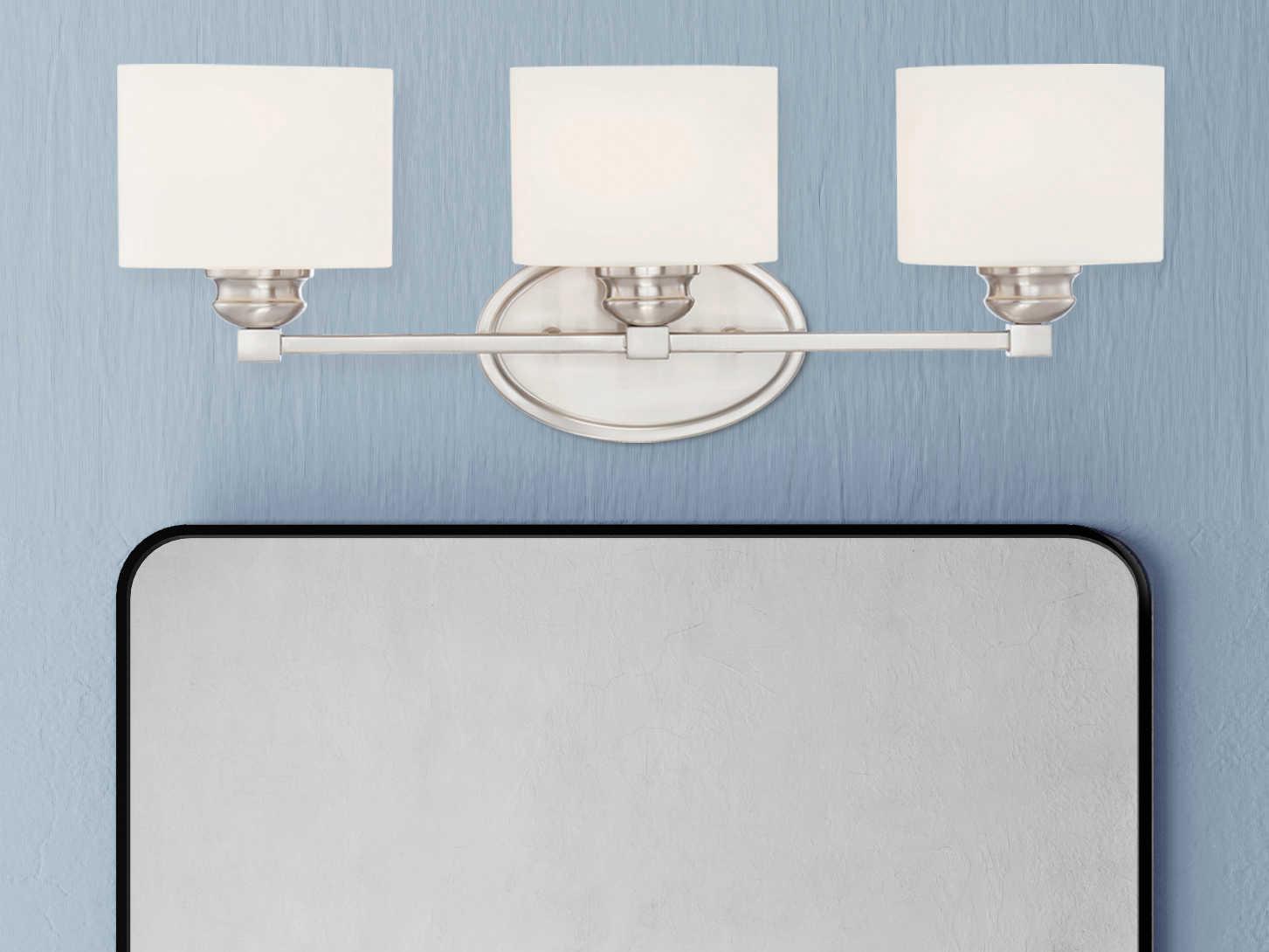 Savoy House Kane 3-Light Satin Nickel Pewter Glass Vanity Light