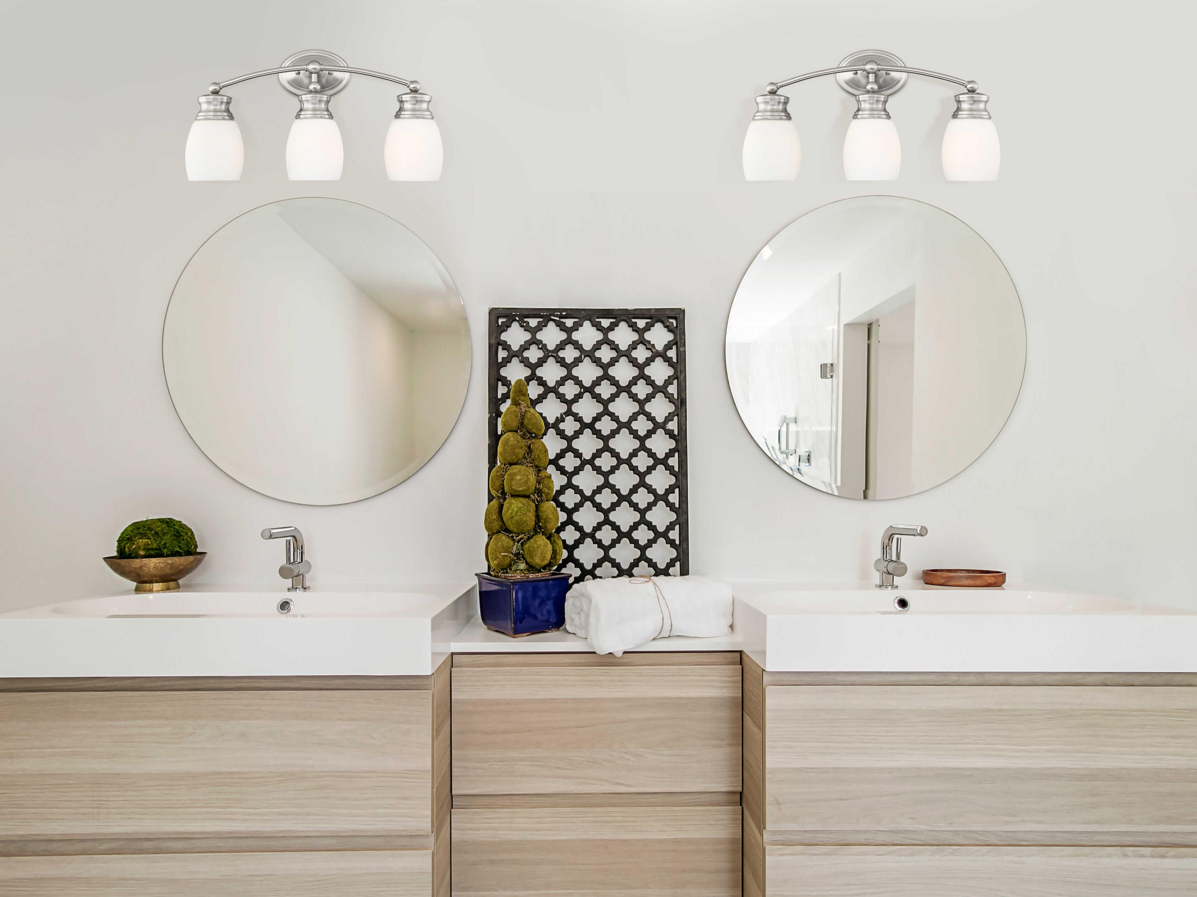 Savoy House Elise 3-Light Satin Nickel Glass Vanity Light