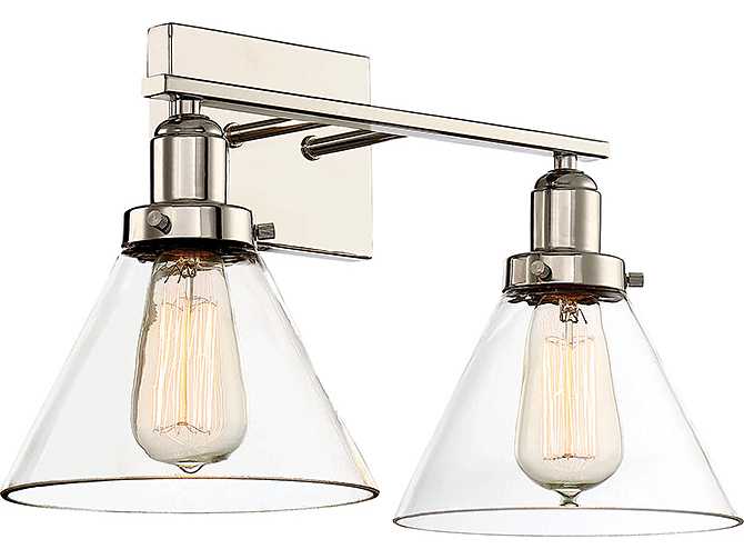 Savoy House Drake 2-Light Polished Nickel Glass Vanity Light