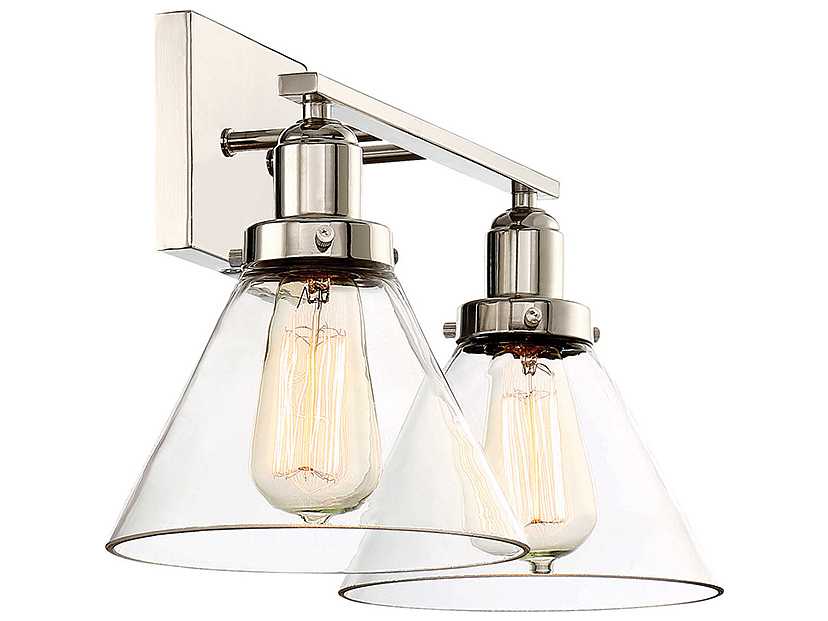 Savoy House Drake 2-Light Polished Nickel Glass Vanity Light
