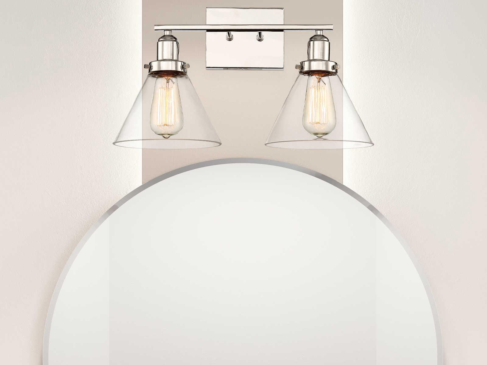 Savoy House Drake 2-Light Polished Nickel Glass Vanity Light