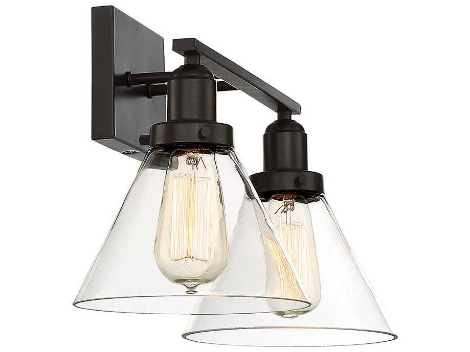 Savoy House Drake 2-Light English Bronze Glass Vanity Light