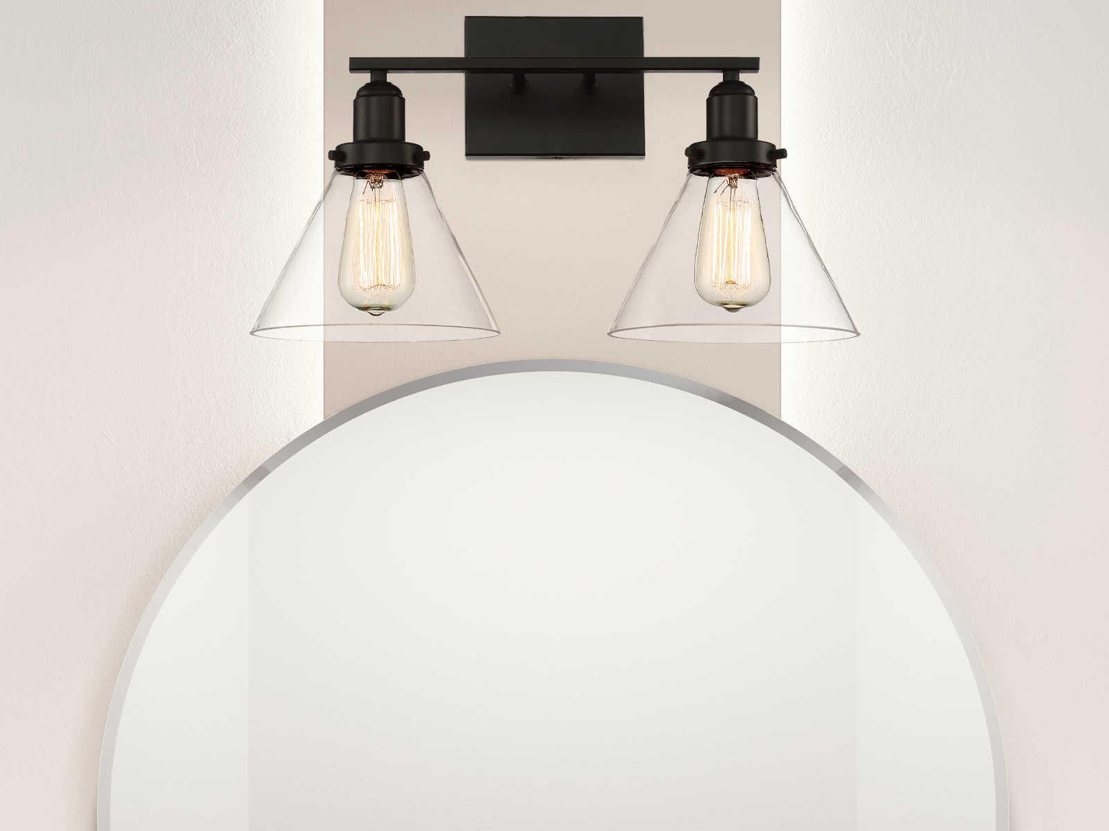 Savoy House Drake 2-Light English Bronze Glass Vanity Light