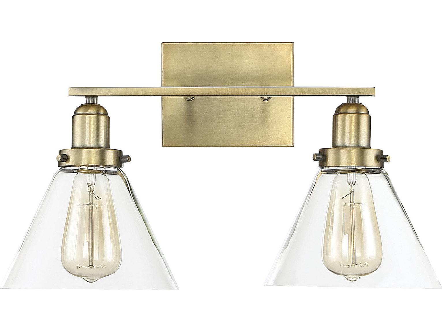 Savoy House Drake 2-Light Warm Brass Glass Vanity Light