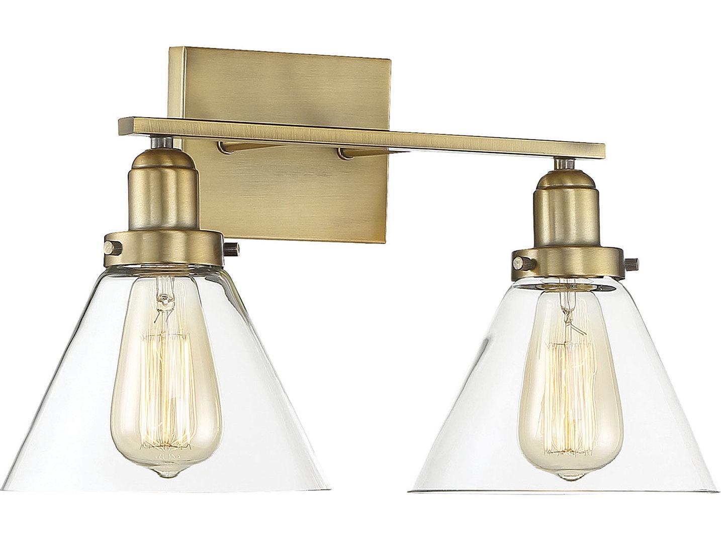 Savoy House Drake 2-Light Warm Brass Glass Vanity Light