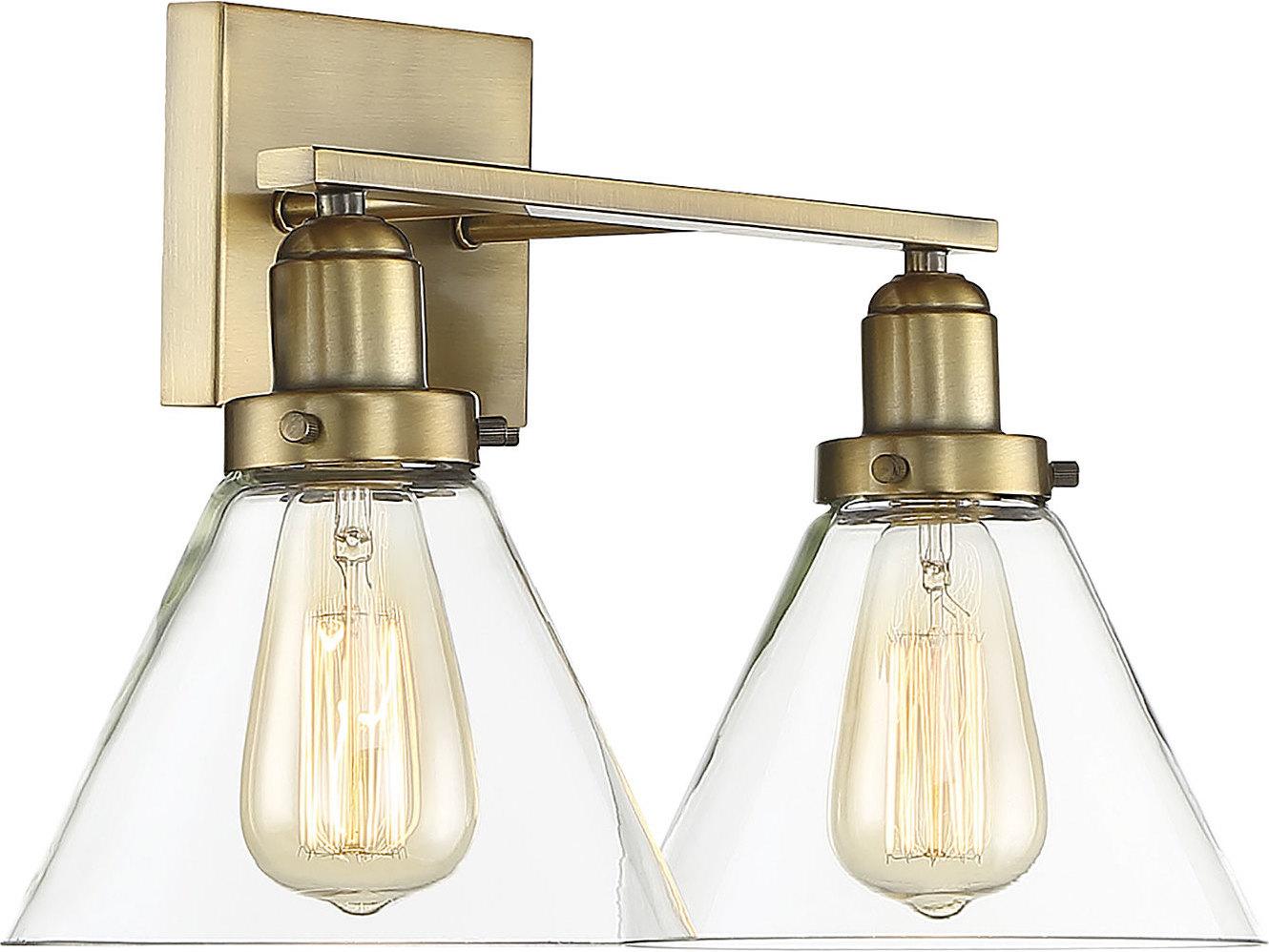 Savoy House Drake 2-Light Warm Brass Glass Vanity Light