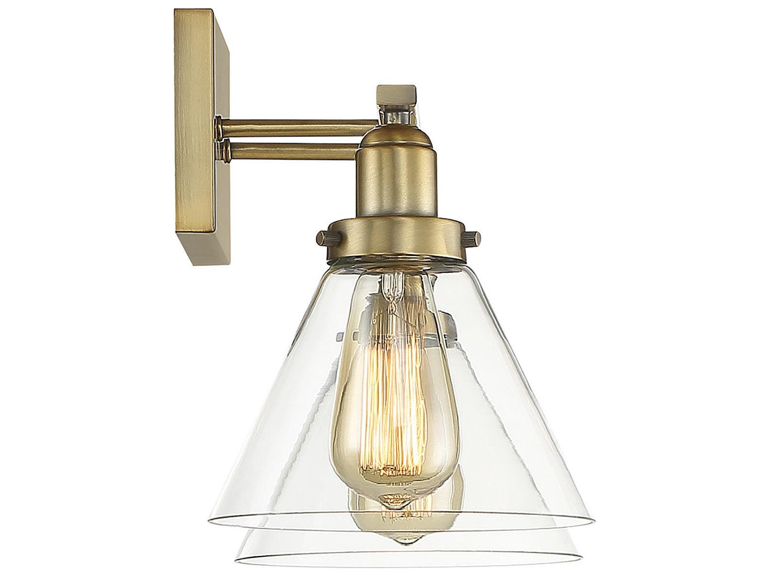 Savoy House Drake 2-Light Warm Brass Glass Vanity Light