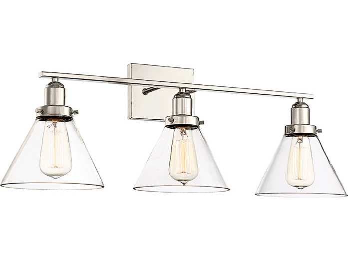 Savoy House Drake 3-Light Polished Nickel Glass Vanity Light