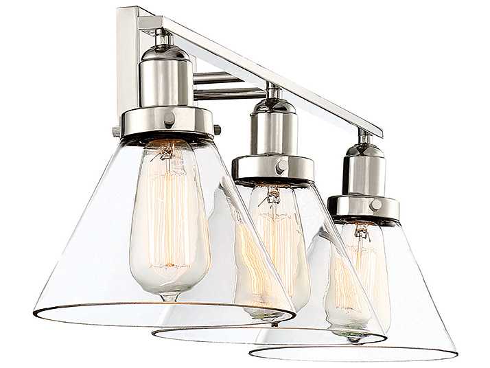 Savoy House Drake 3-Light Polished Nickel Glass Vanity Light