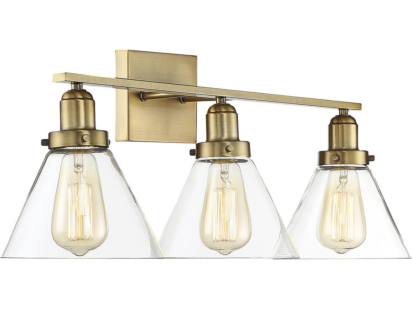 Savoy House Drake 3-Light Warm Brass Glass Vanity Light