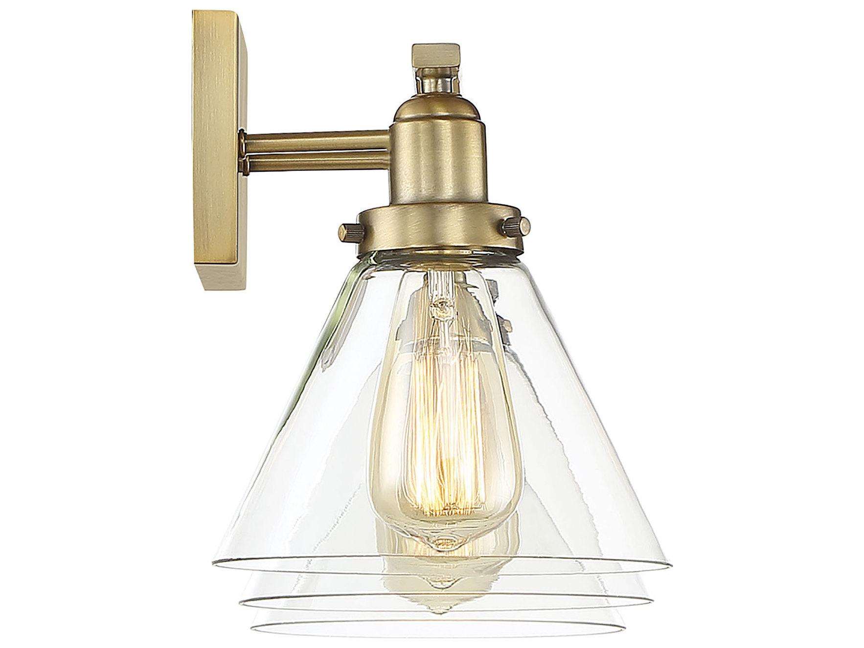 Savoy House Drake 3-Light Warm Brass Glass Vanity Light