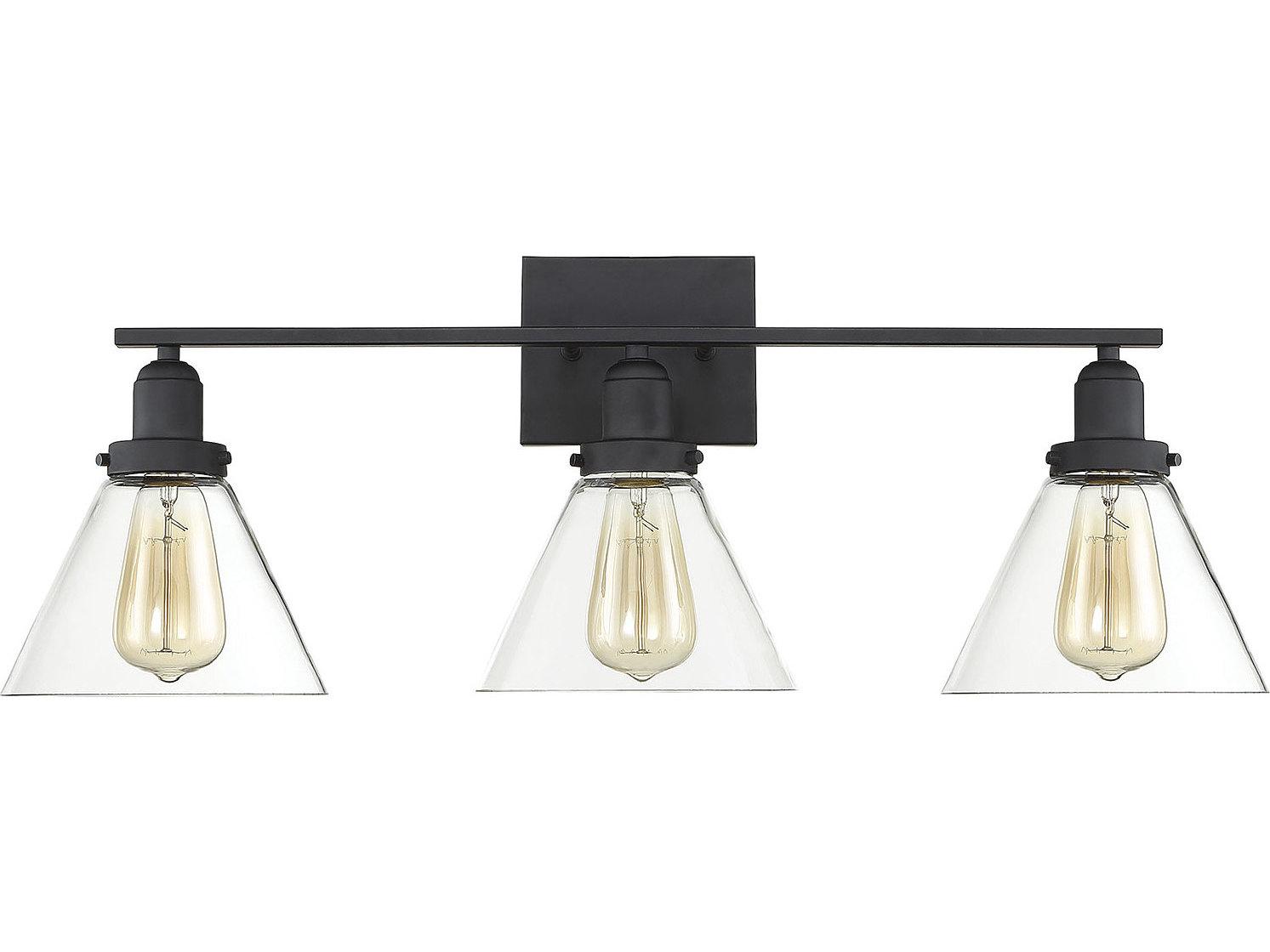 Savoy House Drake 3-Light Black Glass Vanity Light