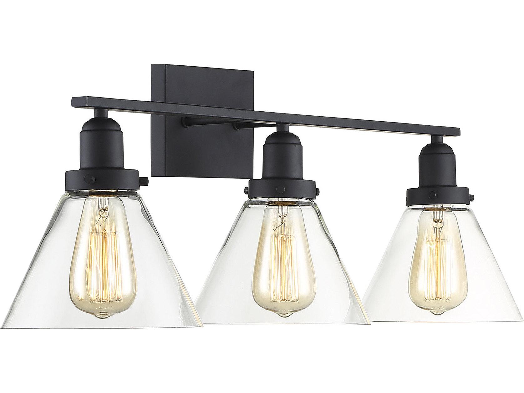 Savoy House Drake 3-Light Black Glass Vanity Light