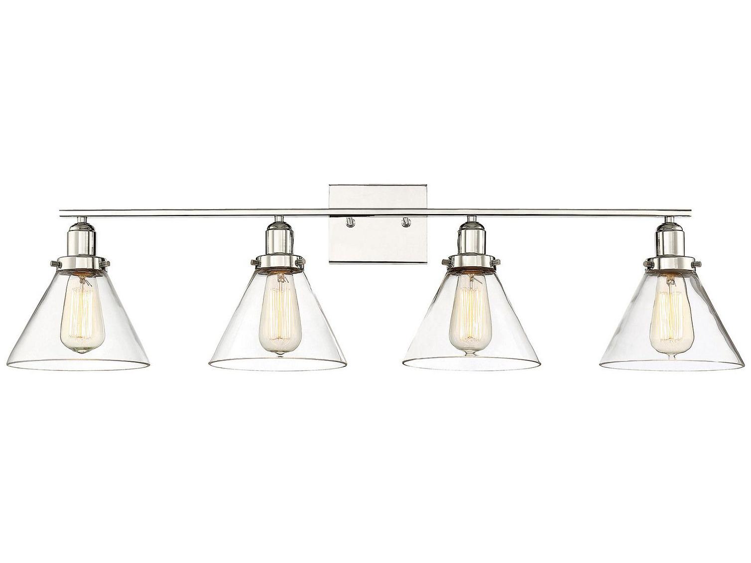 Savoy House Drake 4-Light Polished Nickel Glass Vanity Light