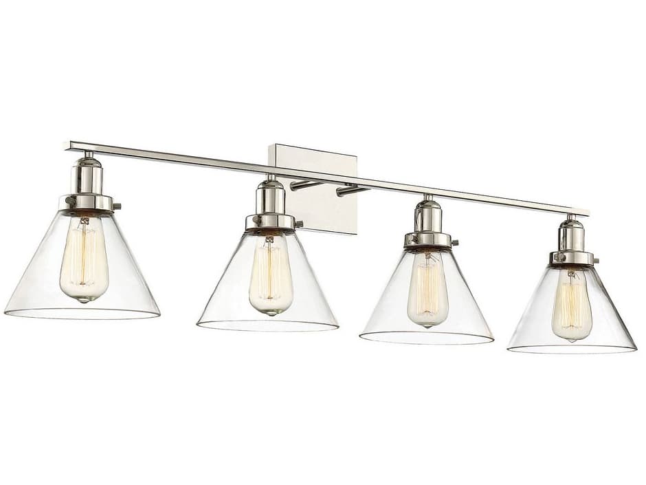 Savoy House Drake 4-Light Polished Nickel Glass Vanity Light