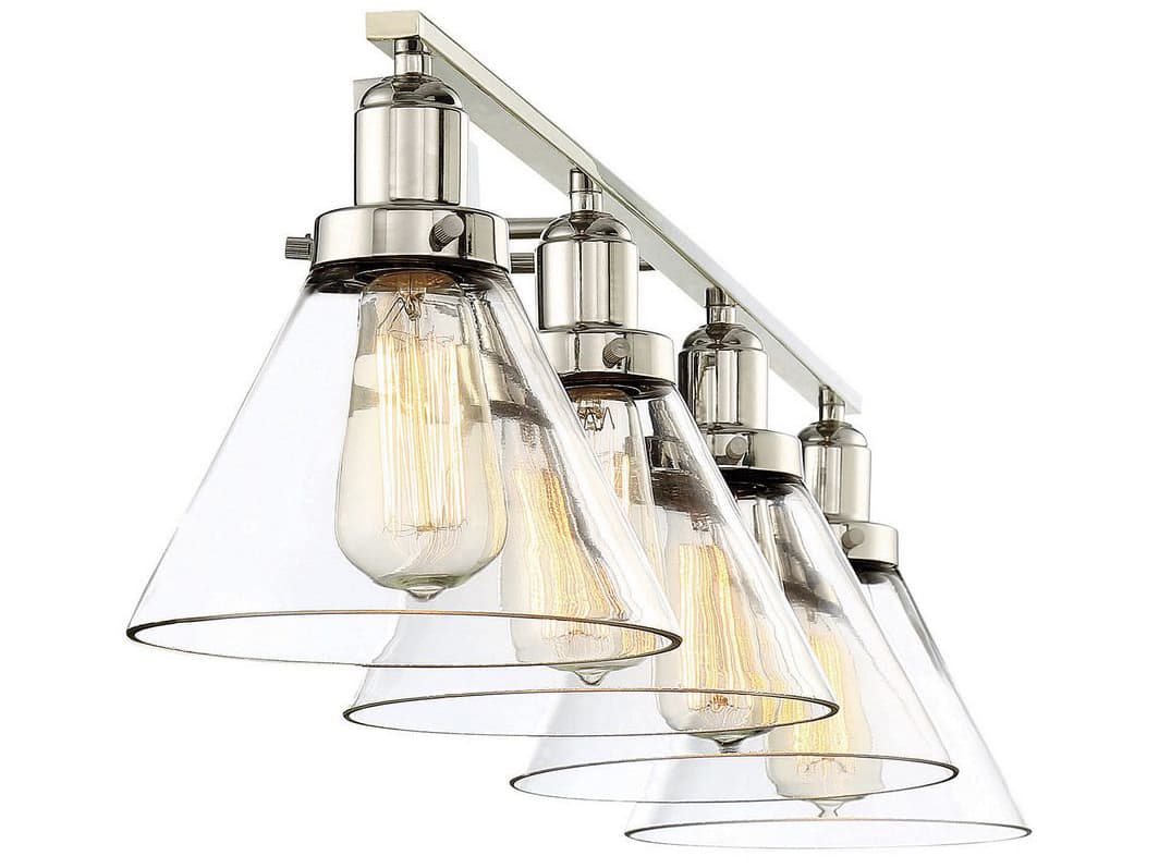 Savoy House Drake 4-Light Polished Nickel Glass Vanity Light