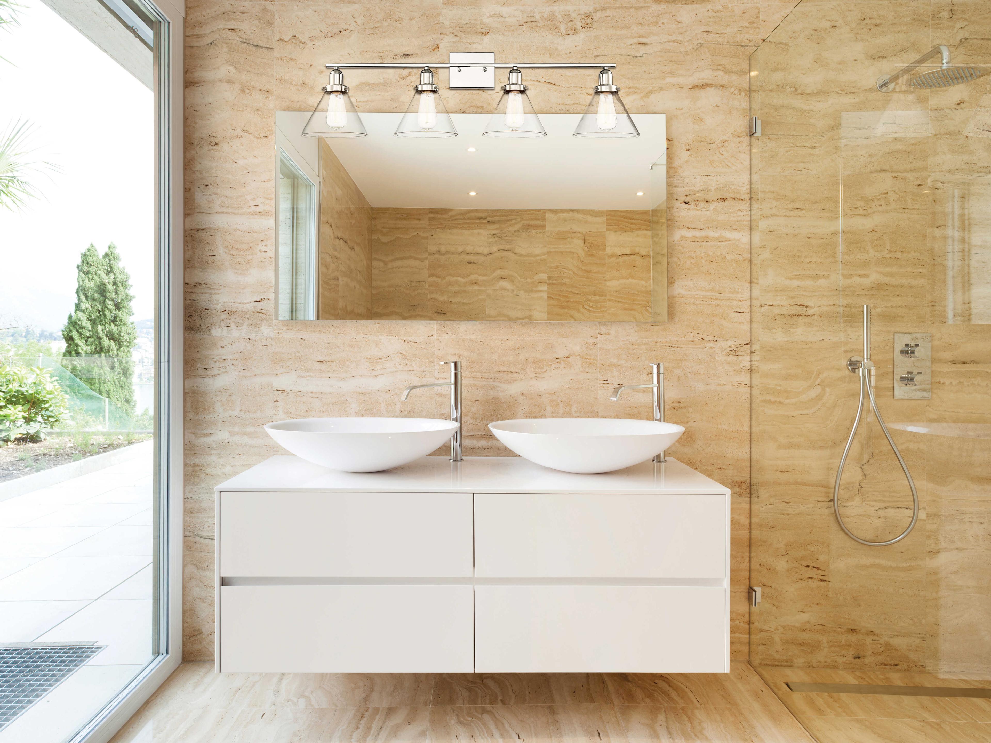 Savoy House Drake 4-Light Polished Nickel Glass Vanity Light