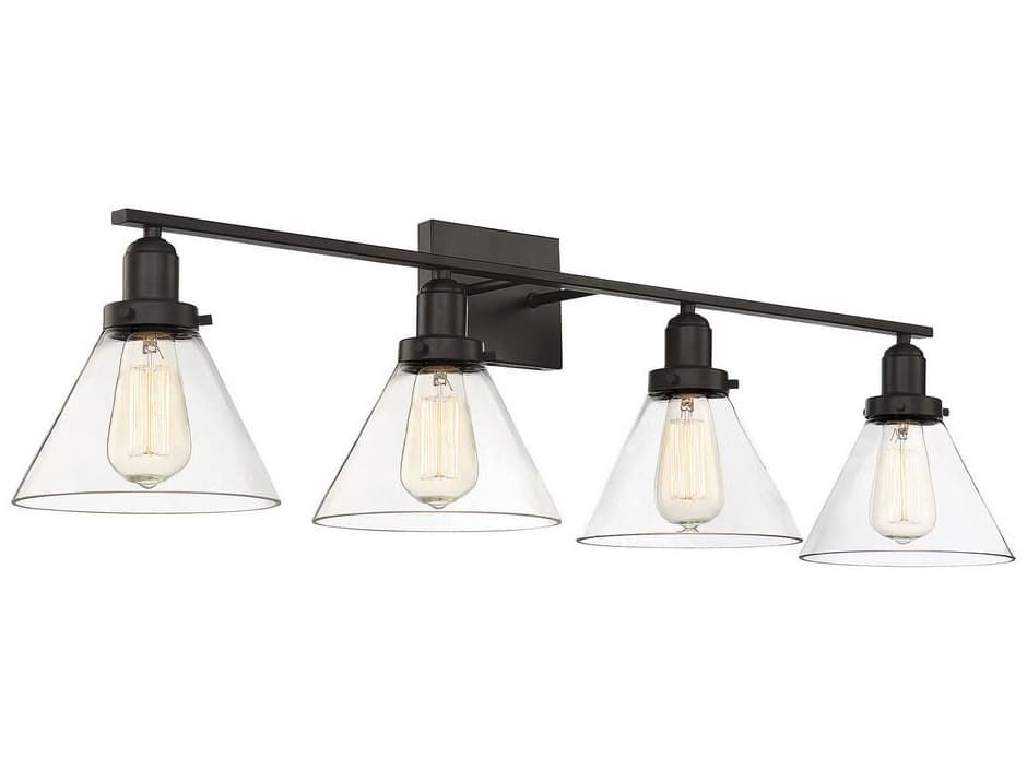 Savoy House Drake 4-Light English Bronze Glass Vanity Light